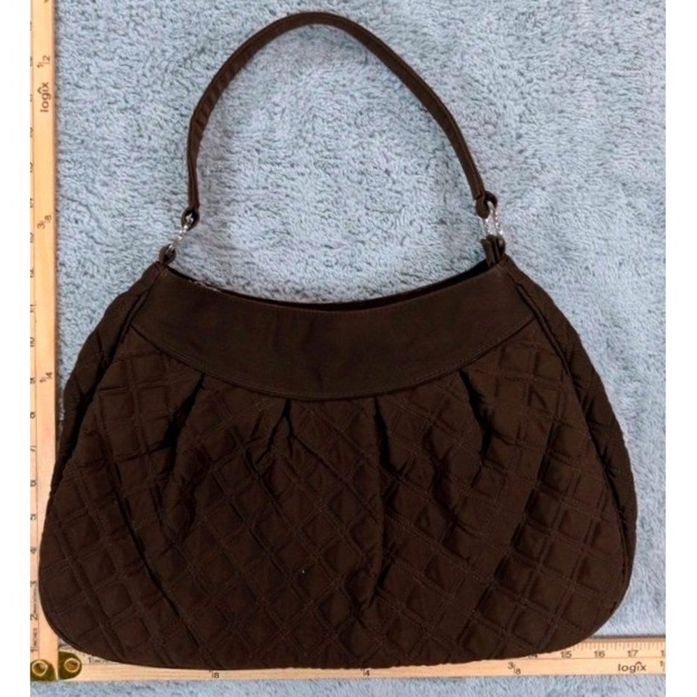 Vera Bradley ~ Espresso Brown ~ Quilted Microfiber Hobo Bag Retired Purse Y2K